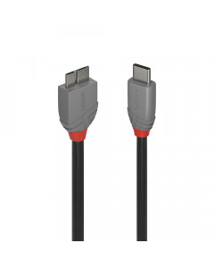 Lindy 36623 Cavo USB 3.2 Tipo C a Micro-B, 5Gbit/s, Anthra Line, 3m