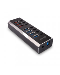 Lindy 43371 Hub USB 3.0 a 4 porte, con ulteriori 3 porte Quick Charge 3.0