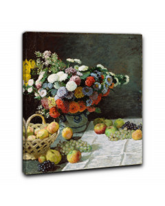 Niik quadro natura morta con fiori e frutta di claude monet