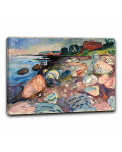 Niik quadro spiaggia con casa rossa di edvard munch