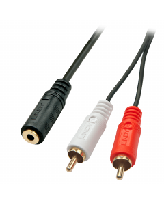 Lindy 35677 Adattatore Audio 2xRCA Maschio a Jack 3,5mm Femmina, 25cm