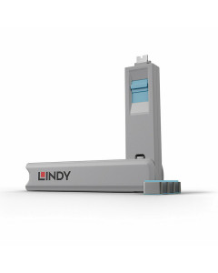 Lindy 40465 Blocca porte USB Tipo C – Chiave con 4 blocca porte, blu