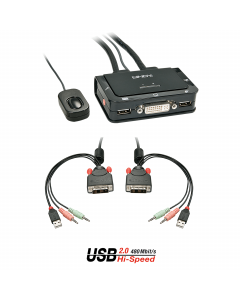 Lindy 42341 Switch KVM DVI-D Single Link, USB 2.0 & Audio, 2 porte