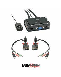 Lindy 42342 Switch KVM VGA, USB 2.0 & Audio, 2 Porte