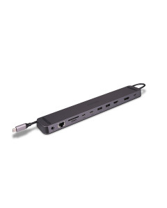 Lindy 43392 DST-Mini XT 810, Mini Docking Station per Laptop USB C con supporto 8K (singolo display), 4K60 (doppio display) & ricarica Pass-Through 100W