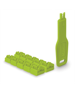 Lindy 47894 Port Blocker RJ-45, 10 pezzi + chiave, Verde