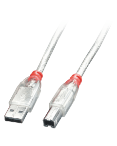Lindy 41754 Cavo USB 2.0 Tipo A a B Trasparente, 3m