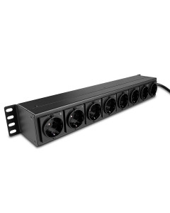 Lindy 73025 Unità PDU orizzontale ad 8 prese Schuko, 1.5U, con spina Schuko