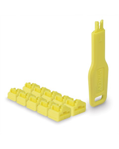 Lindy 47900 Port Blocker RJ-45, 10 pezzi + chiave, Giallo
