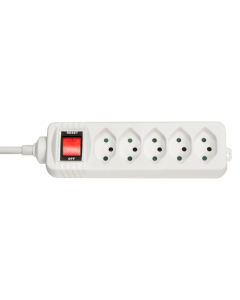 Lindy 73167 Multipresa 5 ingressi prese svizzere con interruttore, Bianca